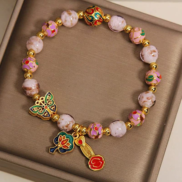 Buddha Stones Pulsera con dije transformable Pink Liuli Butterfly Lotus Ruyi - image 8