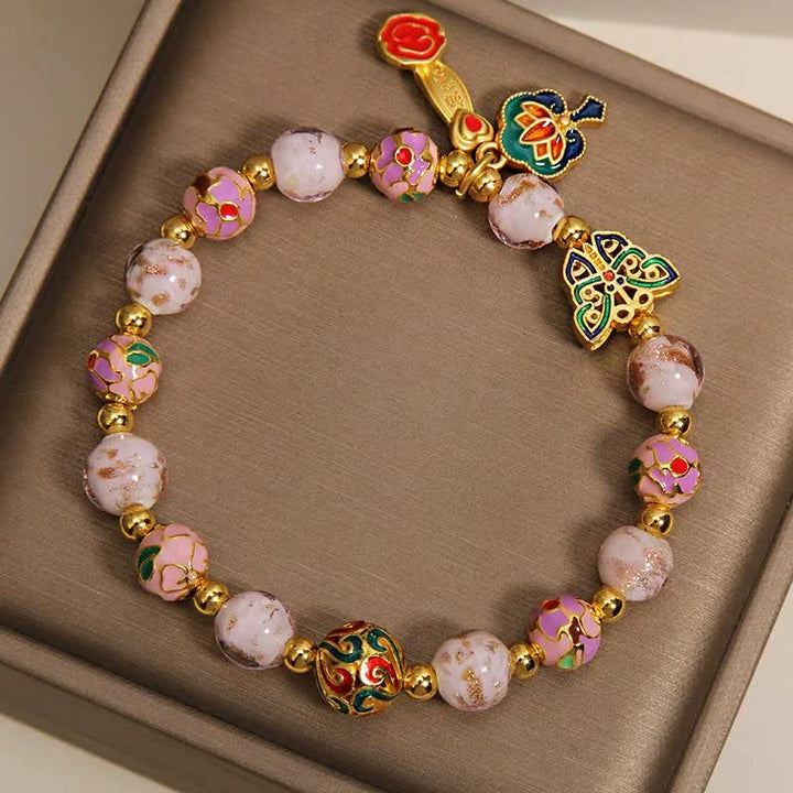 Buddha Stones Pulsera con dije transformable Pink Liuli Butterfly Lotus Ruyi - image 2