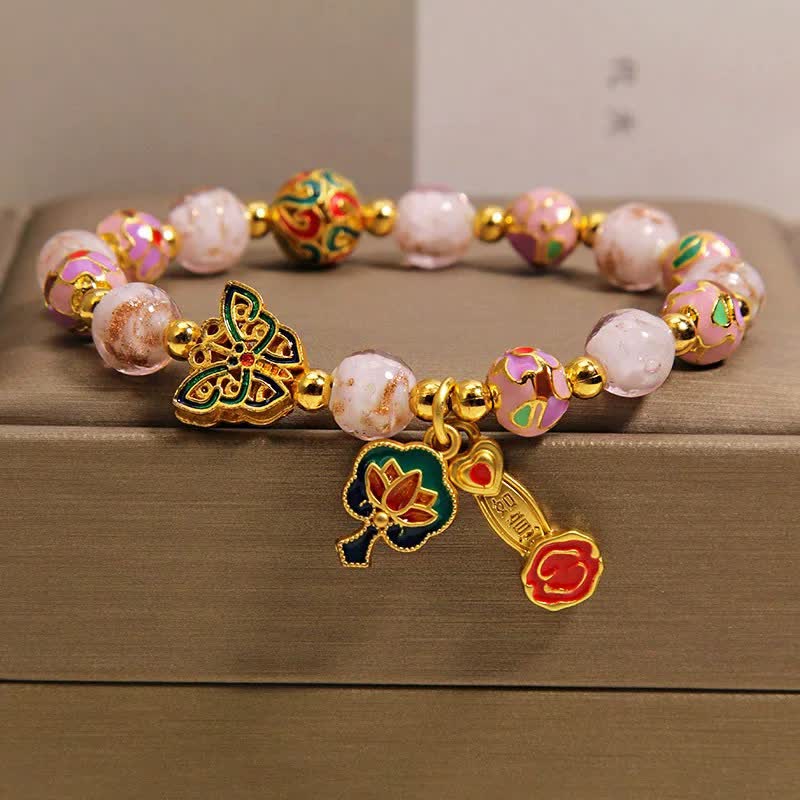 Buddha Stones Pulsera con dije transformable Pink Liuli Butterfly Lotus Ruyi - image 9