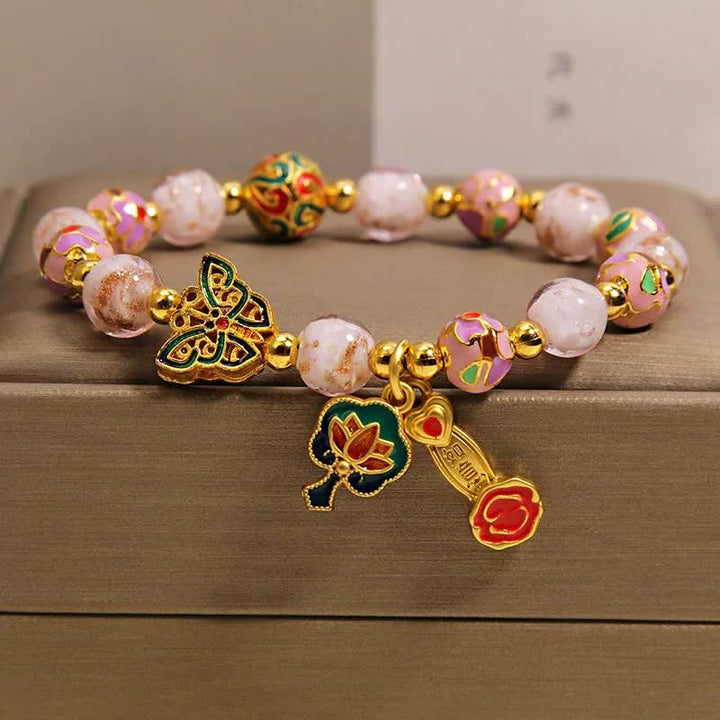 Buddha Stones Pulsera con dije transformable Pink Liuli Butterfly Lotus Ruyi - image 9