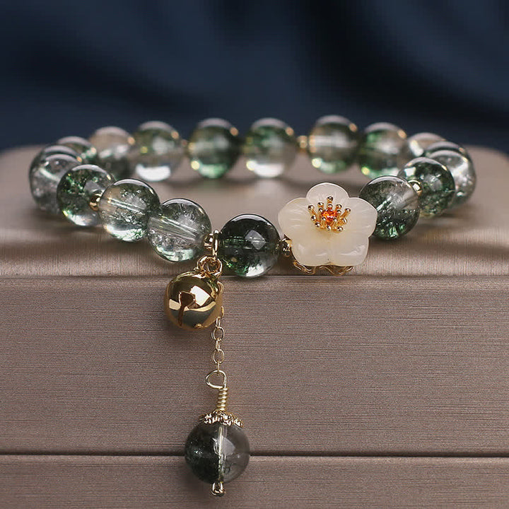Buddha Stones Pulsera con dije de flor de jade blanco fantasma verde para atraer la riqueza - Fantasma Verde (Crecimiento ♥ Riqueza) - 5,9–6,3 pulgadas (15–16 cm) - image 0