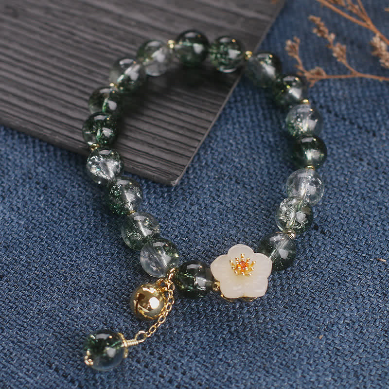 Buddha Stones Pulsera con dije de flor de jade blanco fantasma verde para atraer la riqueza - image 10
