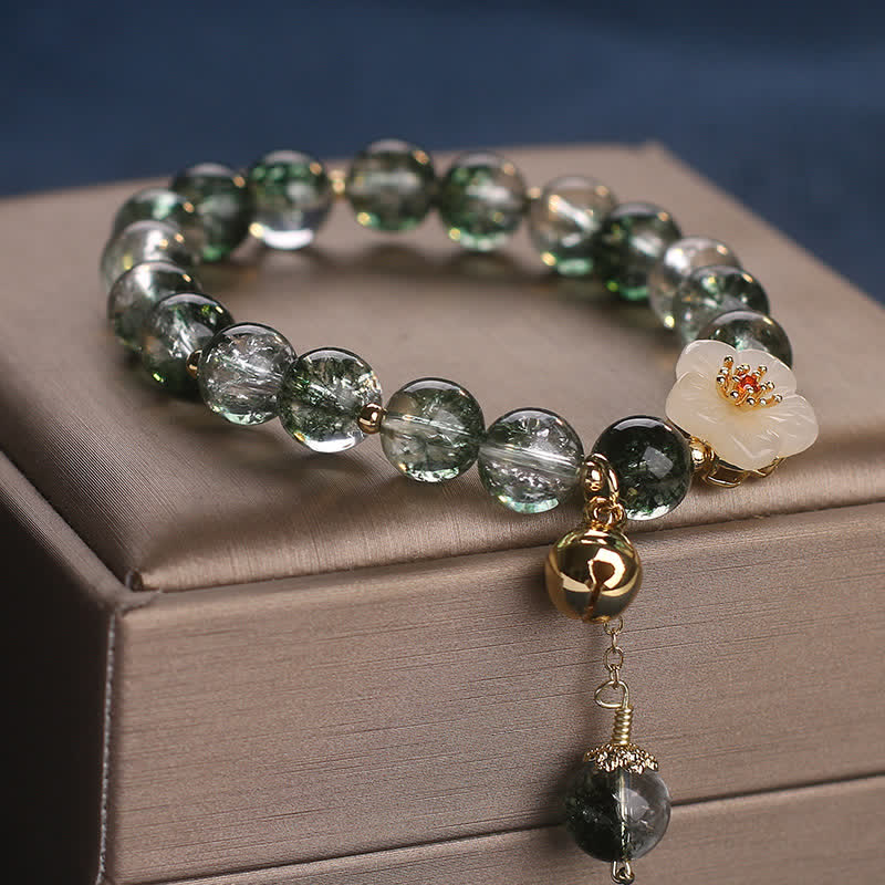 Buddha Stones Pulsera con dije de flor de jade blanco fantasma verde para atraer la riqueza - image 8