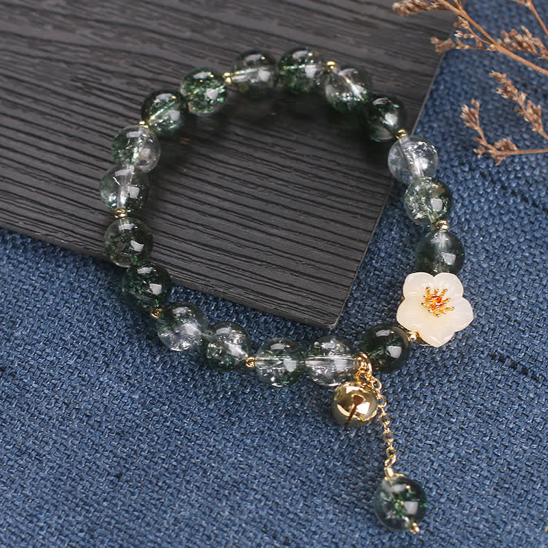 Buddha Stones Pulsera con dije de flor de jade blanco fantasma verde para atraer la riqueza - image 9