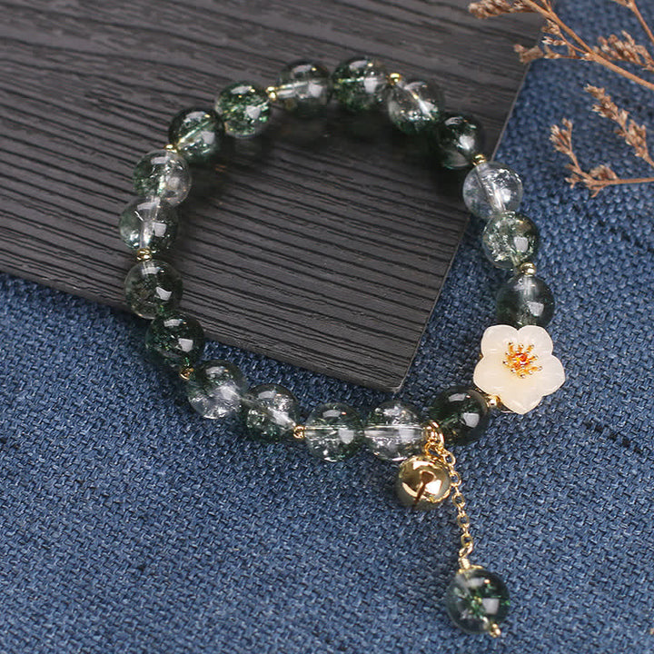 Buddha Stones Pulsera con dije de flor de jade blanco fantasma verde para atraer la riqueza - image 9