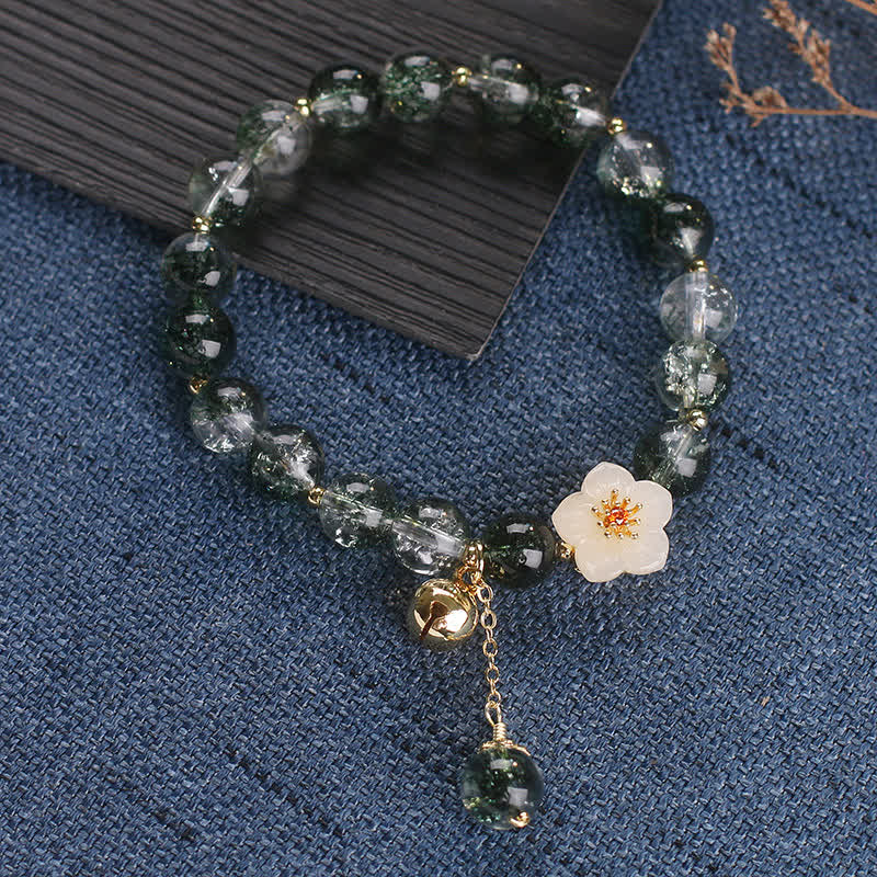 Buddha Stones Pulsera con dije de flor de jade blanco fantasma verde para atraer la riqueza - image 12