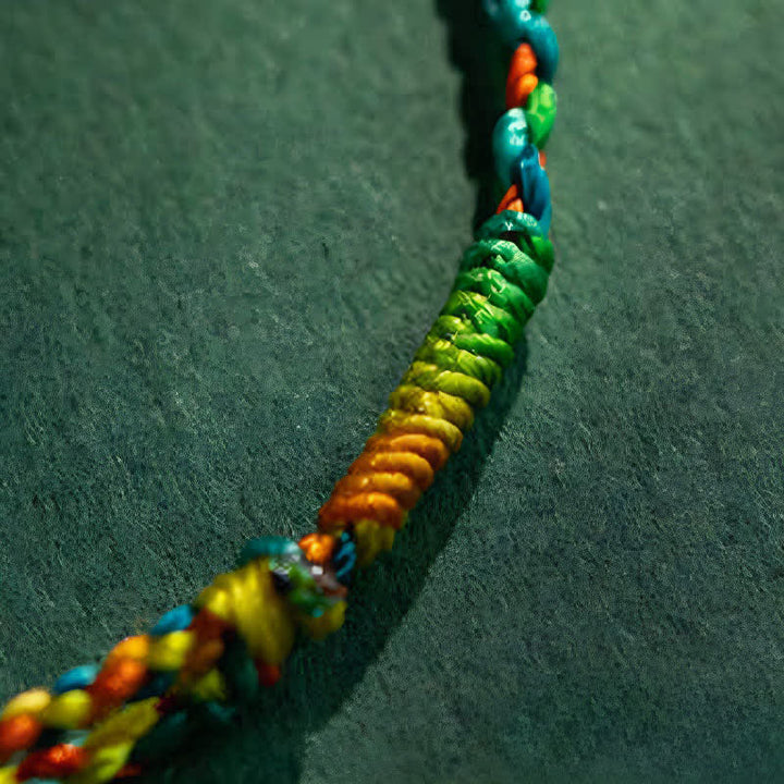 Buddha Stones Pulsera de la suerte tejida a mano con monedas de cobre y cordón multicolor rojo - image 14