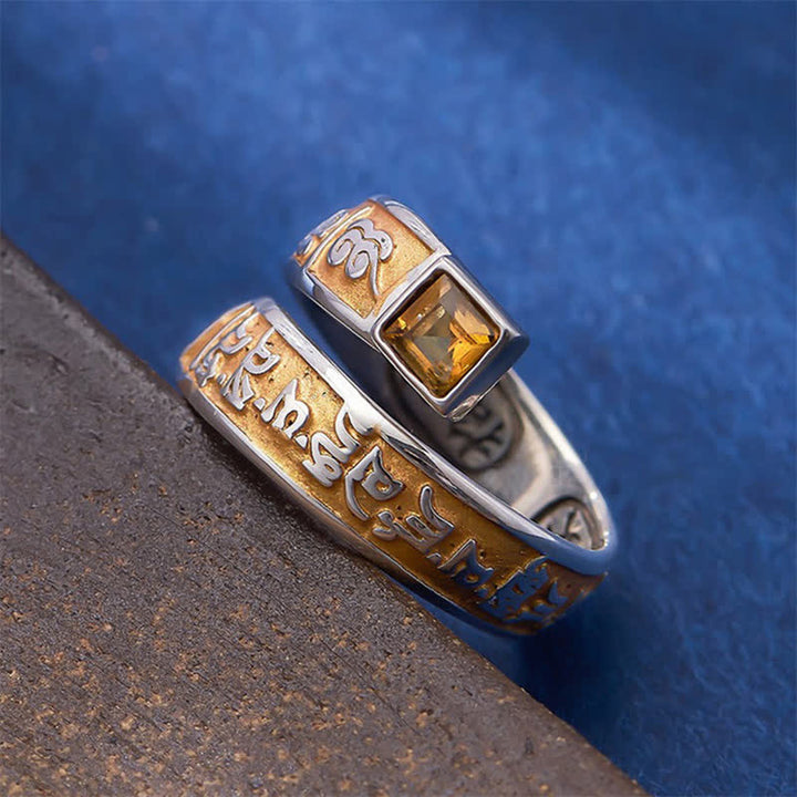 Buddha Stones Anillo ajustable tibetano de cobre con la sabiduría de conexión a tierra Om Mani Padme Hum. - image 2