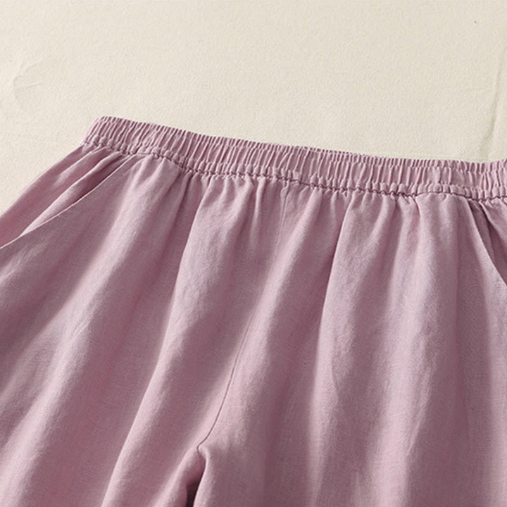 Pantalones de mujer de pierna ancha con bolsillos, color liso y cintura elástica, con estampado de Buddha Stones , ideales para el verano. - image 10