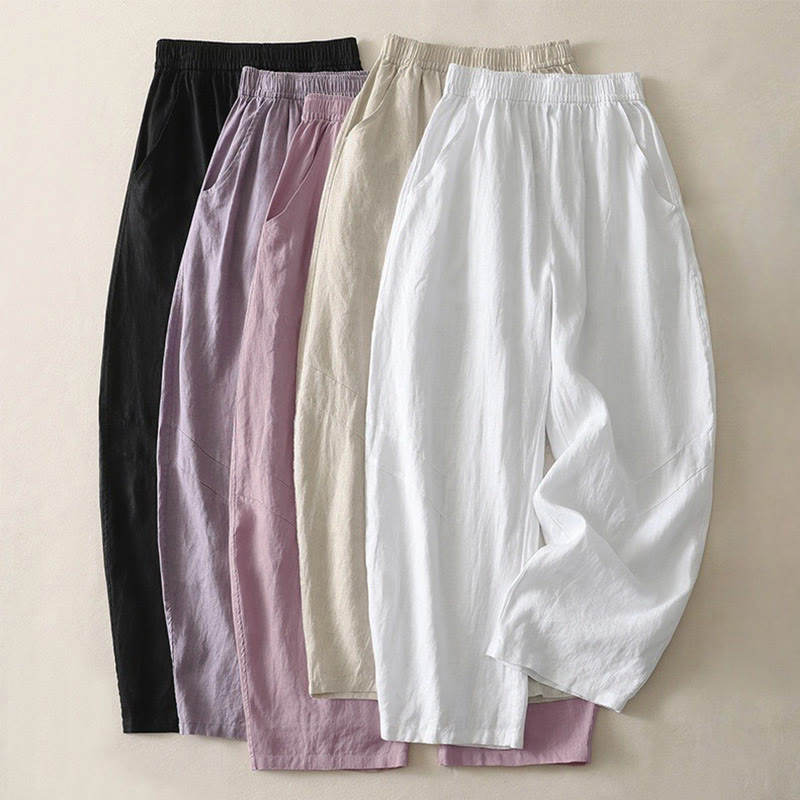 Pantalones de mujer de pierna ancha con bolsillos, color liso y cintura elástica, con estampado de Buddha Stones , ideales para el verano. - image 26