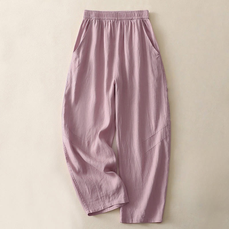 Pantalones de mujer de pierna ancha con bolsillos, color liso y cintura elástica, con estampado de Buddha Stones , ideales para el verano. - Violeta - US8-10，UK/AU12-14，EU40-42 (2XL) - image 8
