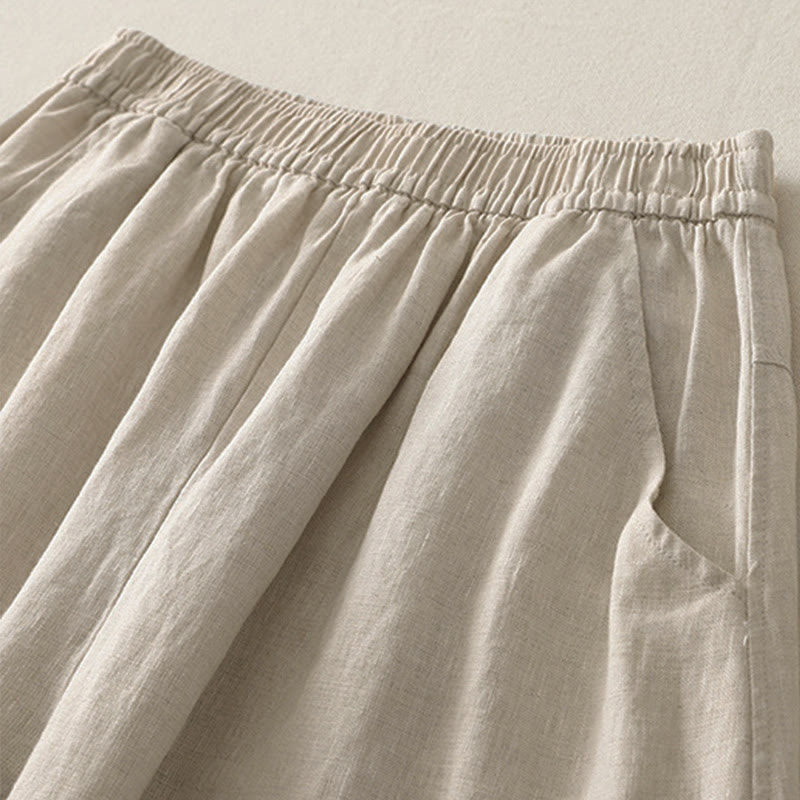 Pantalones de mujer de pierna ancha con bolsillos, color liso y cintura elástica, con estampado de Buddha Stones , ideales para el verano. - image 1