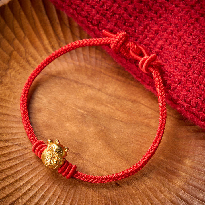 Buddha Stones Pulsera ajustable de cobre con hilo rojo y bendición del gato de la suerte - image 11