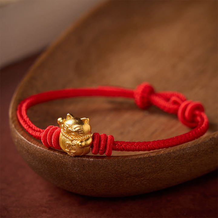 Buddha Stones Pulsera ajustable de cobre con hilo rojo y bendición del gato de la suerte - image 10