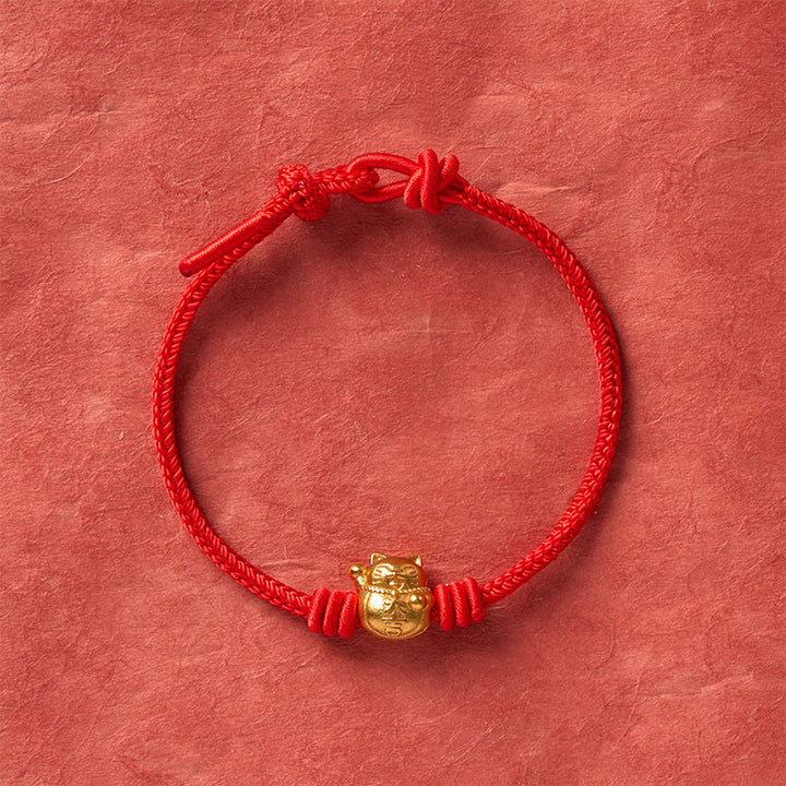 Buddha Stones Pulsera ajustable de cobre con hilo rojo y bendición del gato de la suerte - image 12