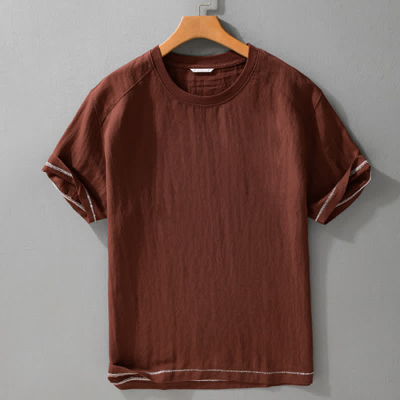 Buddha Stones Camisetas de manga corta para hombre, estilo casual veraniego vintage, de color liso y con efecto lavado. - image 1