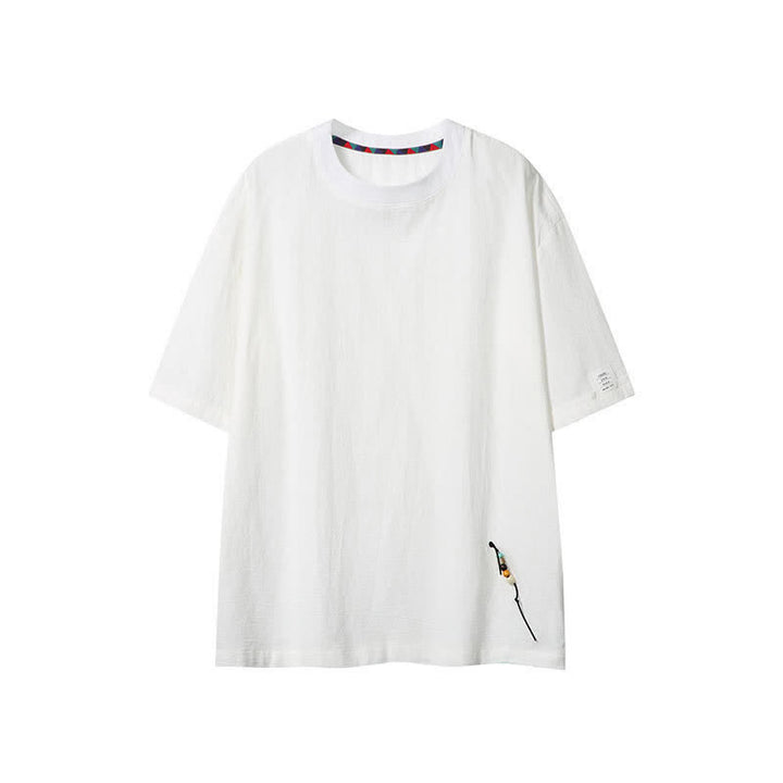 Buddha Stones Camisetas de manga corta para hombre, estilo bohemio informal de verano con cordón ajustable. - Blanco - US/UK/AU46, EU56 (5XL) - image 14