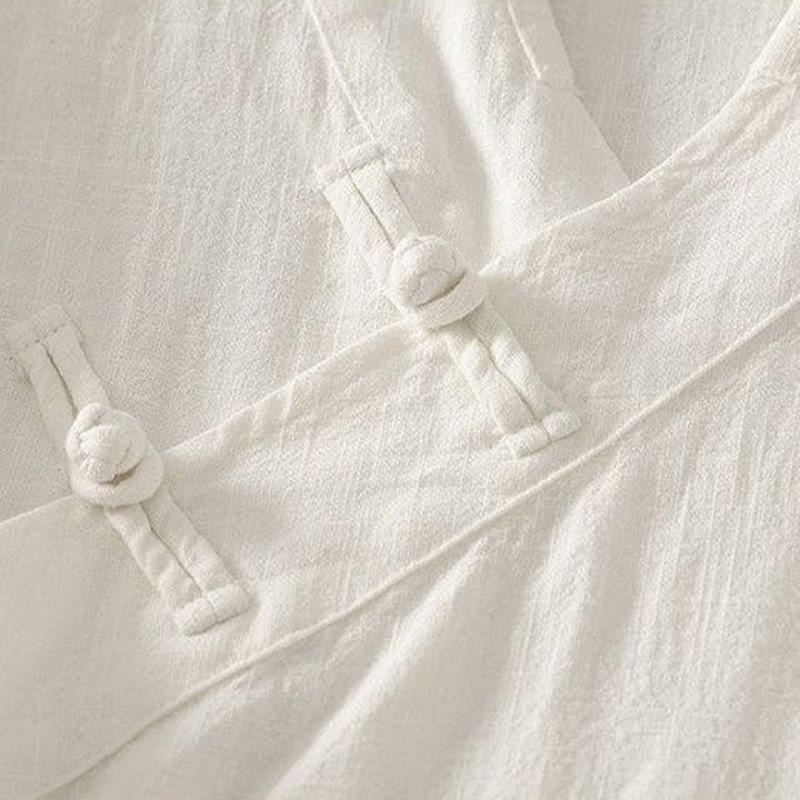 Buddha Stones Camisas de manga larga para mujer de estilo Tang minimalistas con cuello en V y botones de rana, ideales para primavera y verano. - image 13
