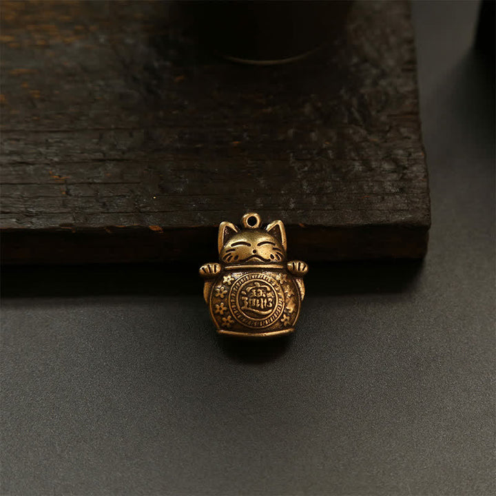 Buddha Stones Llaveros de latón con forma de gato de la suerte y monedas chinas de la fortuna - image 19