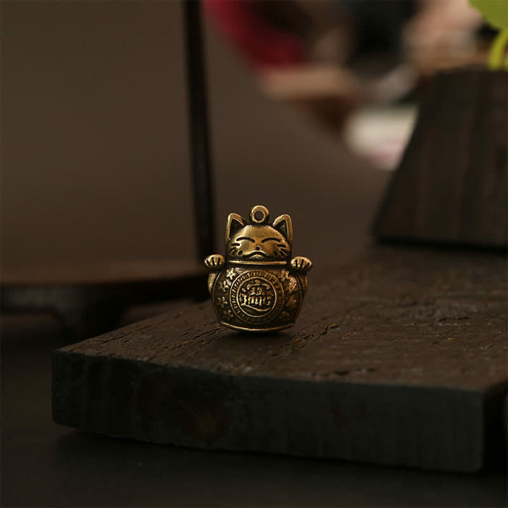 Buddha Stones Llaveros de latón con forma de gato de la suerte y monedas chinas de la fortuna - image 18