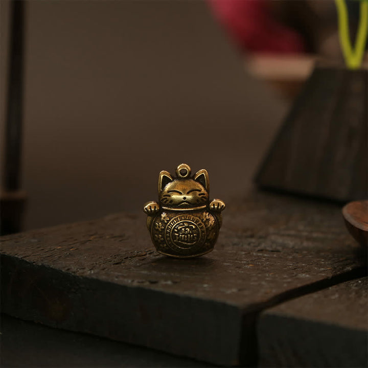 Buddha Stones Llaveros de latón con forma de gato de la suerte y monedas chinas de la fortuna - image 17