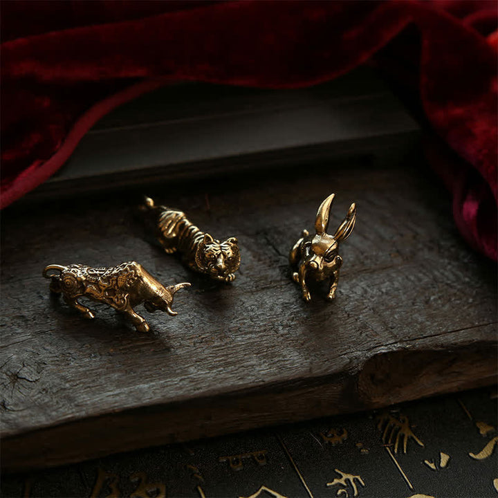 Buddha Stones Llaveros de calabaza con monedas de cobre del zodíaco chino de los cinco emperadores para la riqueza - image 25