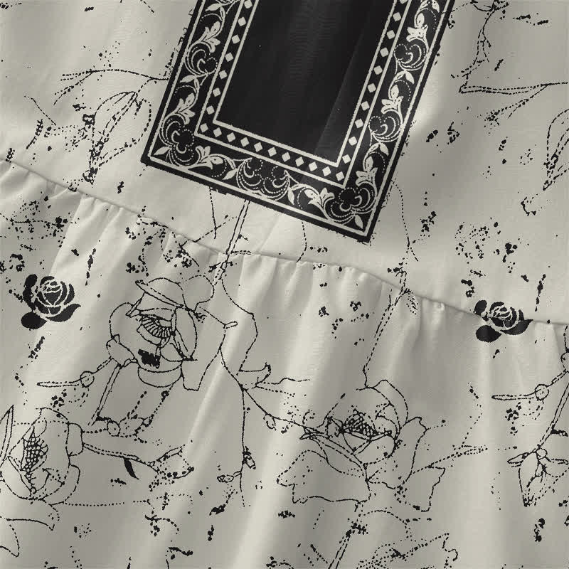 Buddha Stones Vestido midi de verano informal vintage para mujer con estampado floral y borde, sin mangas y con bolsillos. - image 1