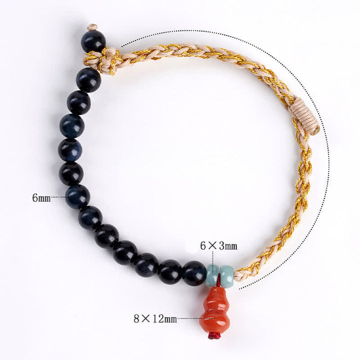 Buddha Stones Pulsera de calabaza tejida a mano con ojo de tigre azul para fortalecer el cuerpo - image 7