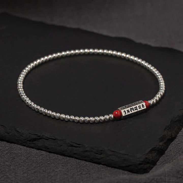 Buddha Stones Pulsera tobillera de cinabrio Om Mani Padme Hum Wisdom - image 1