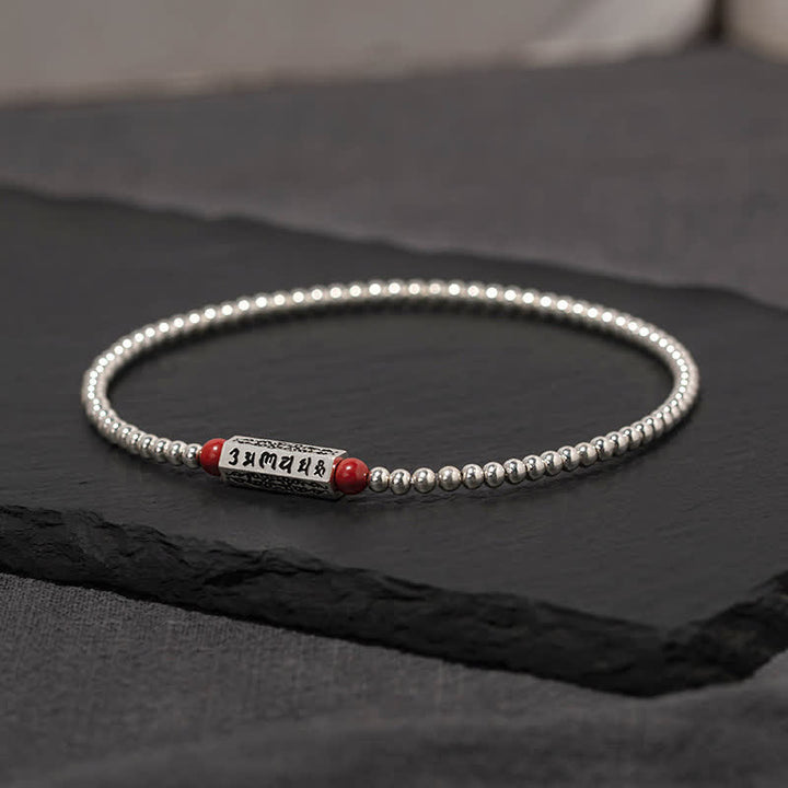 Buddha Stones Pulsera tobillera de cinabrio Om Mani Padme Hum Wisdom - 7,1–7,5 pulgadas (18–19 cm) - image 0