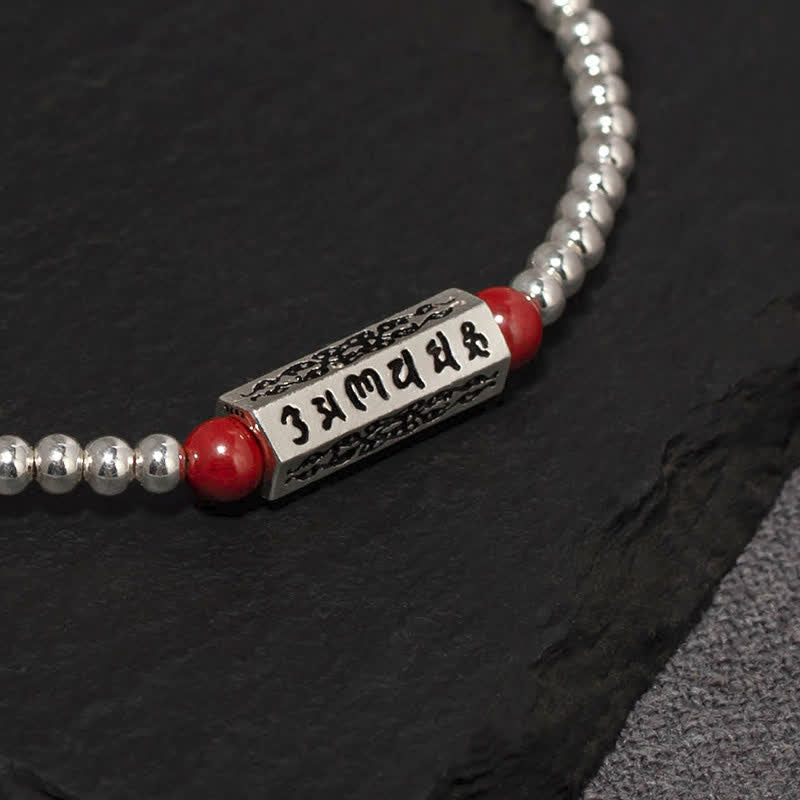 Buddha Stones Pulsera tobillera de cinabrio Om Mani Padme Hum Wisdom - image 3