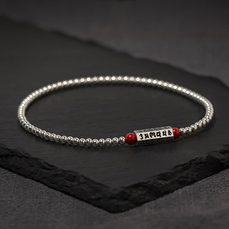Buddha Stones Pulsera tobillera de cinabrio Om Mani Padme Hum Wisdom - image 2