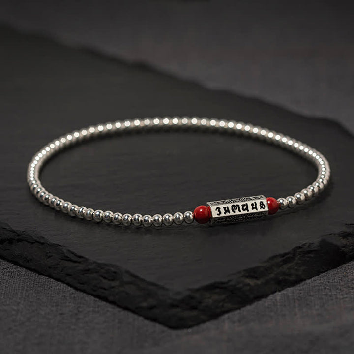 Buddha Stones Pulsera tobillera de cinabrio Om Mani Padme Hum Wisdom - image 2