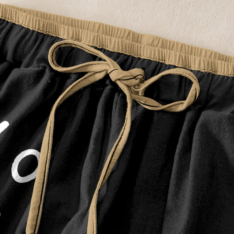 Buddha Stones Pantalones de mujer de algodón puro con estampado de huellas de gato y cintura elástica con bolsillos. - image 1