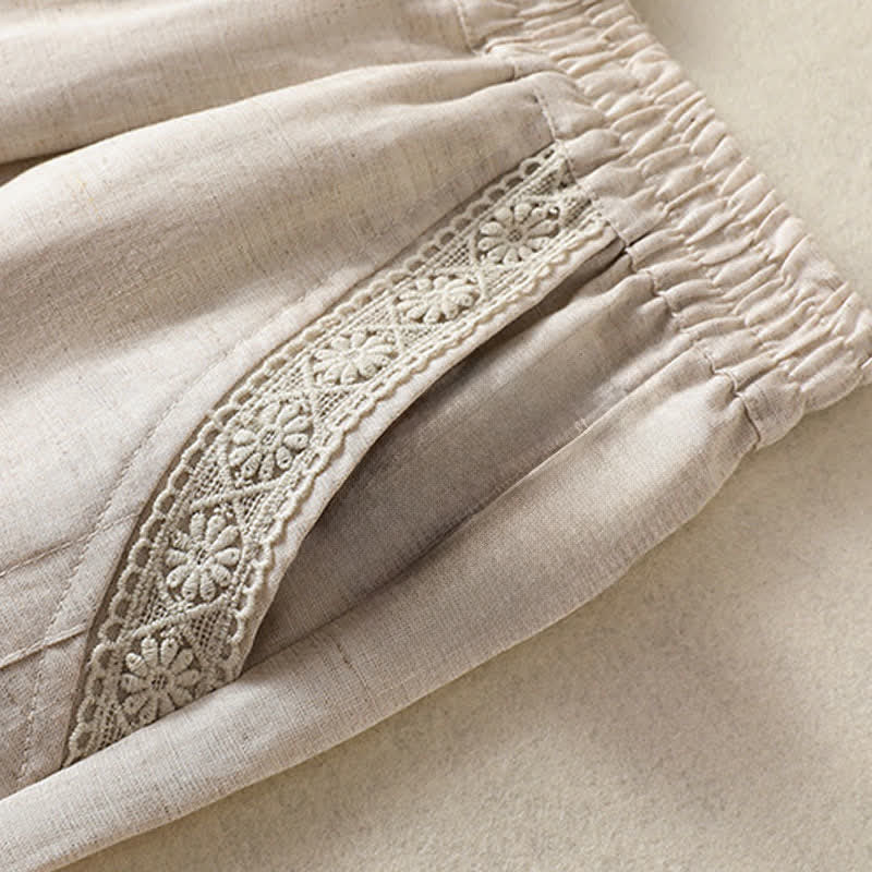 Buddha Stones Pantalones capri lisos de estilo bohemio informal de verano para mujer, de pierna recta y con bolsillos. - image 11