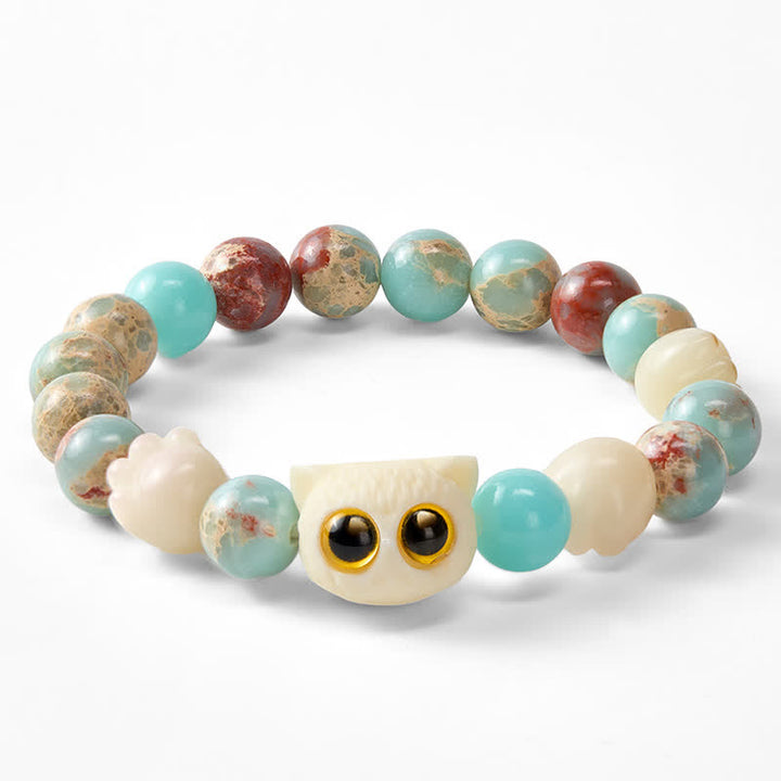 Buddha Stones Pulsera de cuentas con relieve de pureza de gato tallada a mano en piedra Shoushan - image 15