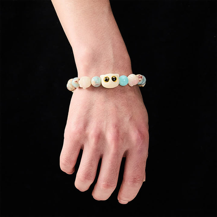 Buddha Stones Pulsera de cuentas con relieve de pureza de gato tallada a mano en piedra Shoushan - image 17