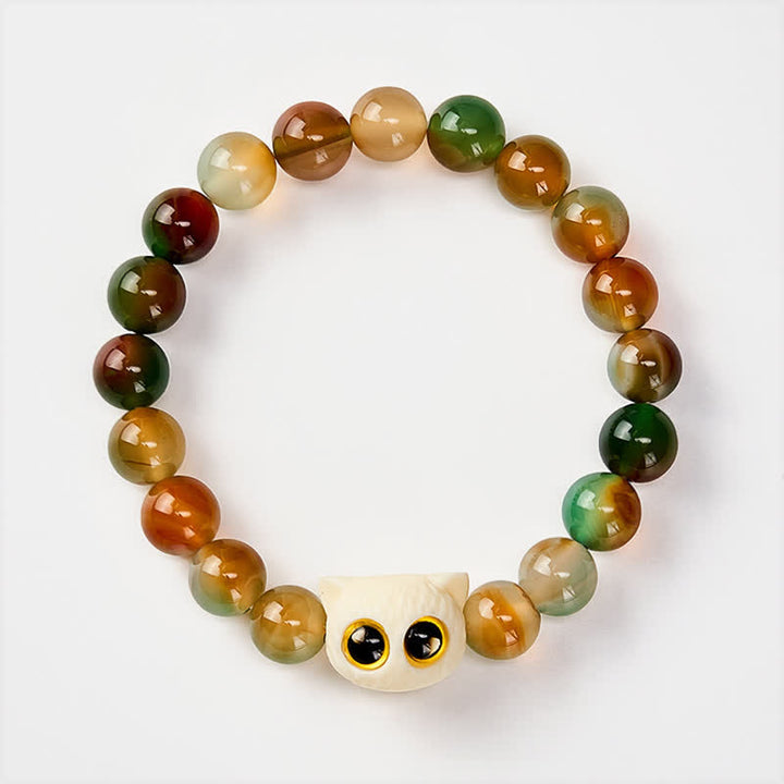 Buddha Stones Pulsera de ágata pavo real, marfil, fruta, gato, coraje - image 2