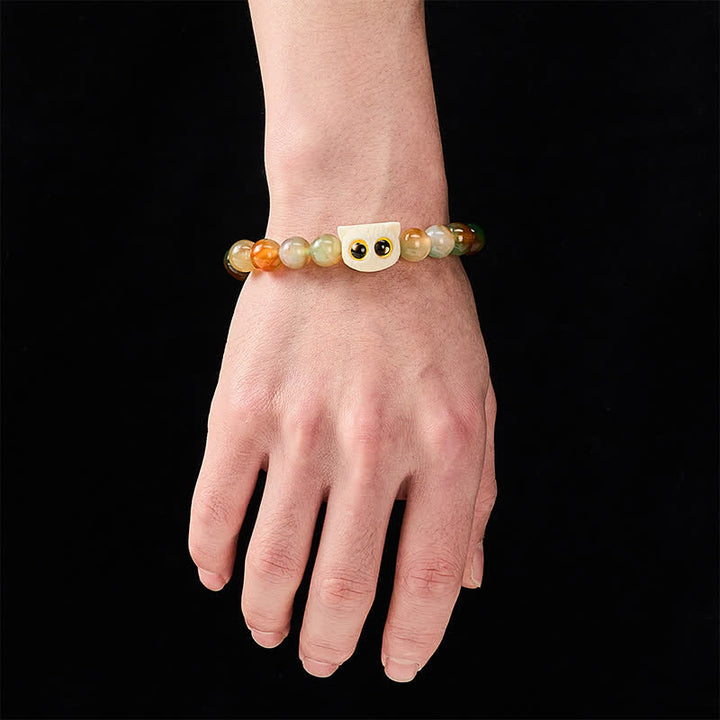 Buddha Stones Pulsera de ágata pavo real, marfil, fruta, gato, coraje - image 4