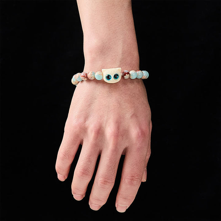 Buddha Stones Pulsera de la Prosperidad con Gato Frutal de Piedra Shoushan y Marfil - image 4