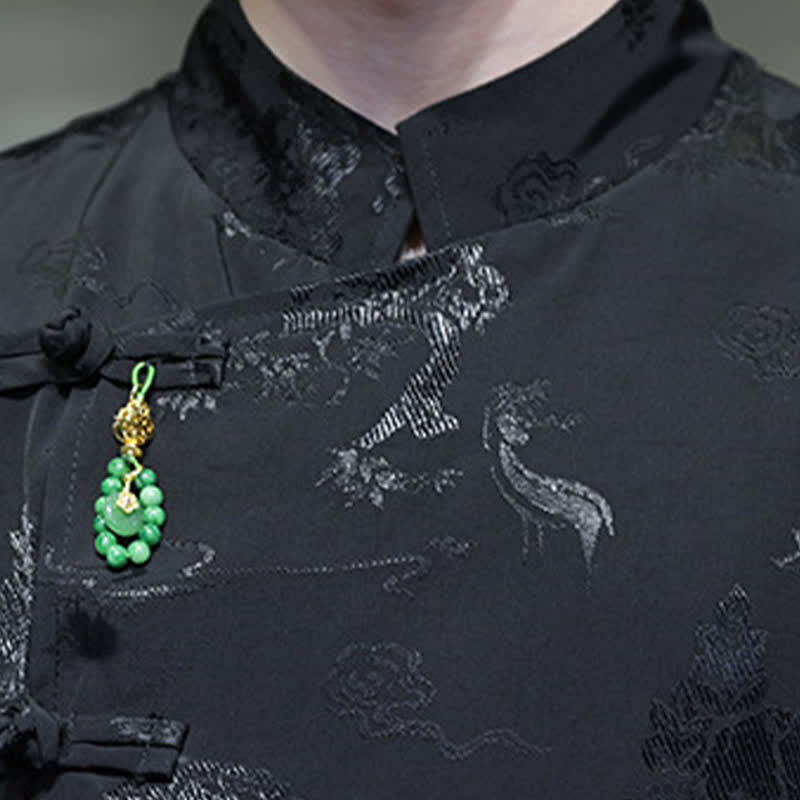 Buddha Stones Camisas de manga hasta el codo para hombre, estilo Spring Tang, elegantes, con cuello mandarín y botones de rana. - image 17