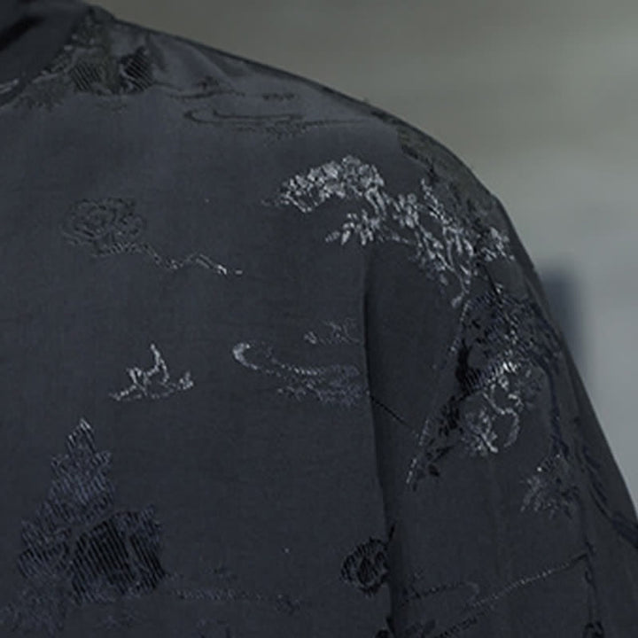 Buddha Stones Camisas de manga hasta el codo para hombre, estilo Spring Tang, elegantes, con cuello mandarín y botones de rana. - image 19