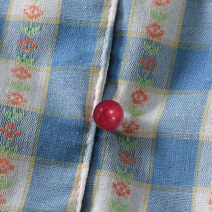Buddha Stones Vestido de verano sin mangas para mujer con botones, cordón ajustable y estampado de cuadros vichy, con bolsillos. - image 9