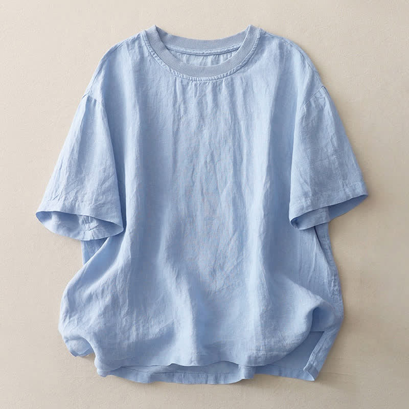 Camiseta de manga corta para mujer con cuello redondo y diseño de Buddha Stones. - Azul cielo claro - US14，UK/AU18，EU46 (2XL) - image 0