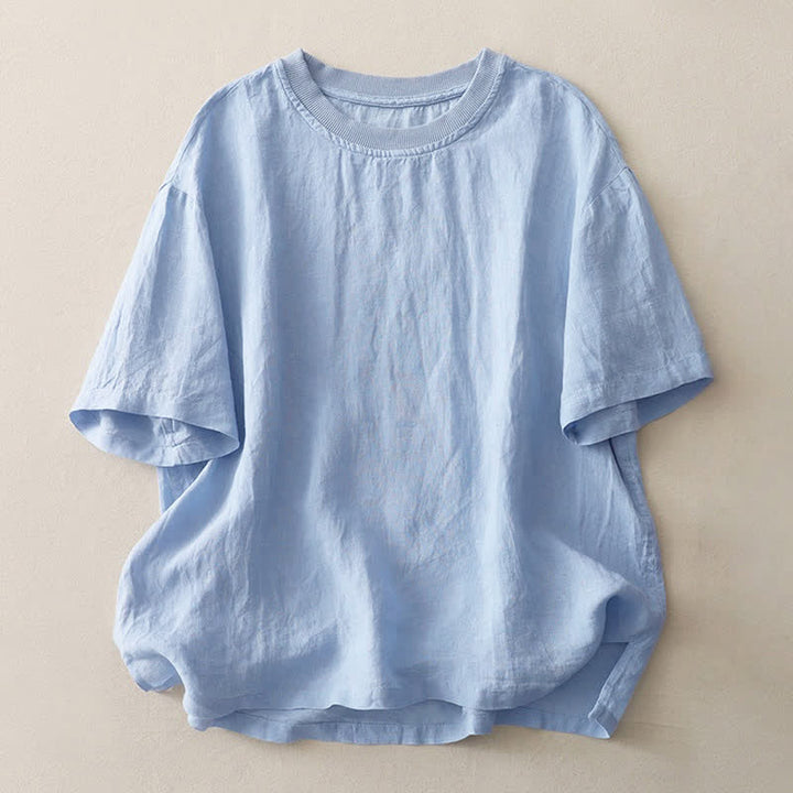 Camiseta de manga corta para mujer con cuello redondo y diseño de Buddha Stones. - Azul cielo claro - US14，UK/AU18，EU46 (2XL) - image 0
