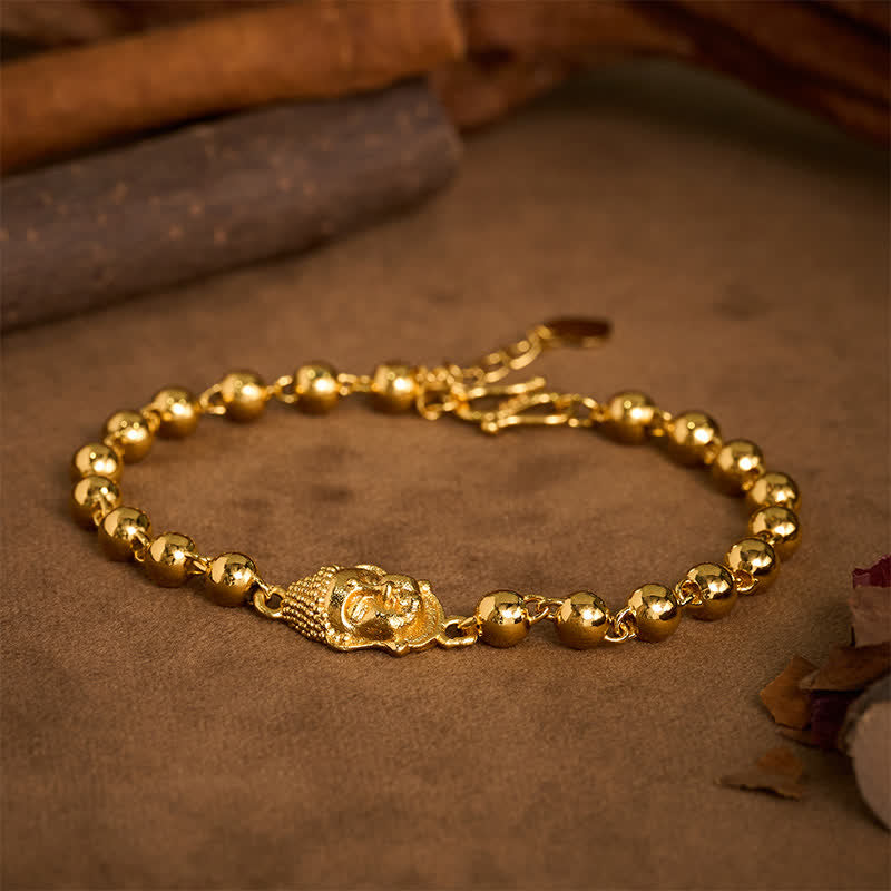 Buddha Stones Pulsera de serenidad con cuentas de Buda de cobre - image 1