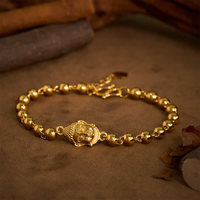 Buddha Stones Pulsera de serenidad con cuentas de Buda de cobre - image 2