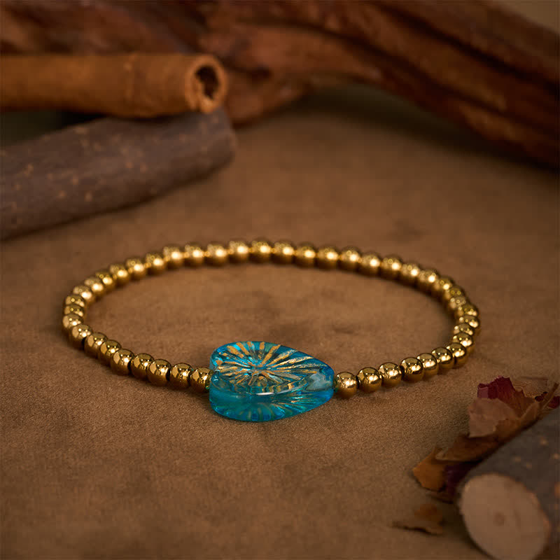 Buddha Stones Pulsera de fuerza con cuentas en forma de corazón Liuli de acero de titanio - image 13