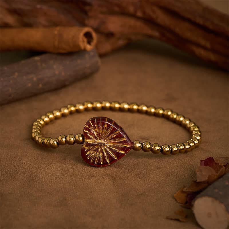 Buddha Stones Pulsera de fuerza con cuentas en forma de corazón Liuli de acero de titanio - image 8
