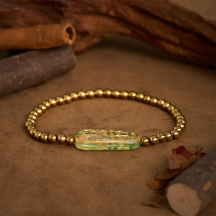 Buddha Stones Pulsera de estimulación Liuli Om Mani Padme Hum de acero titanio - image 14
